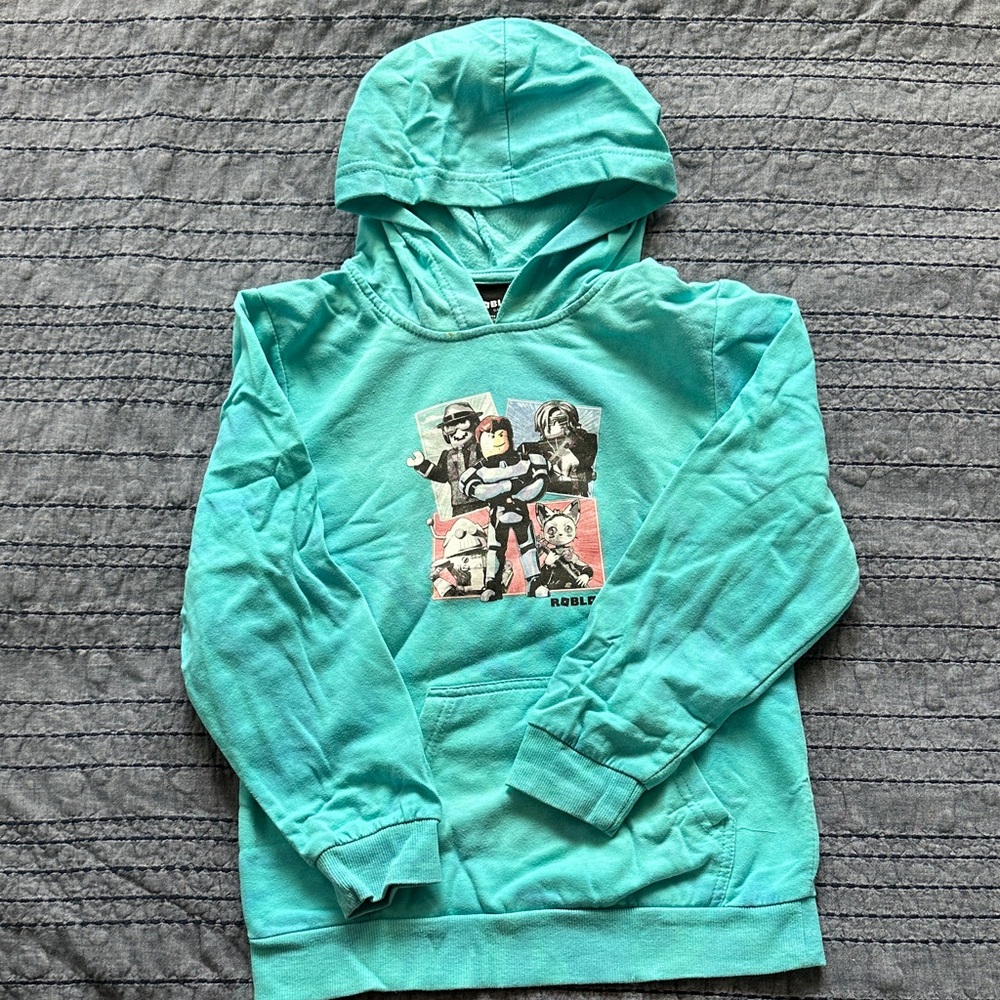 Kids Aqua Hoodie with Graphic Print